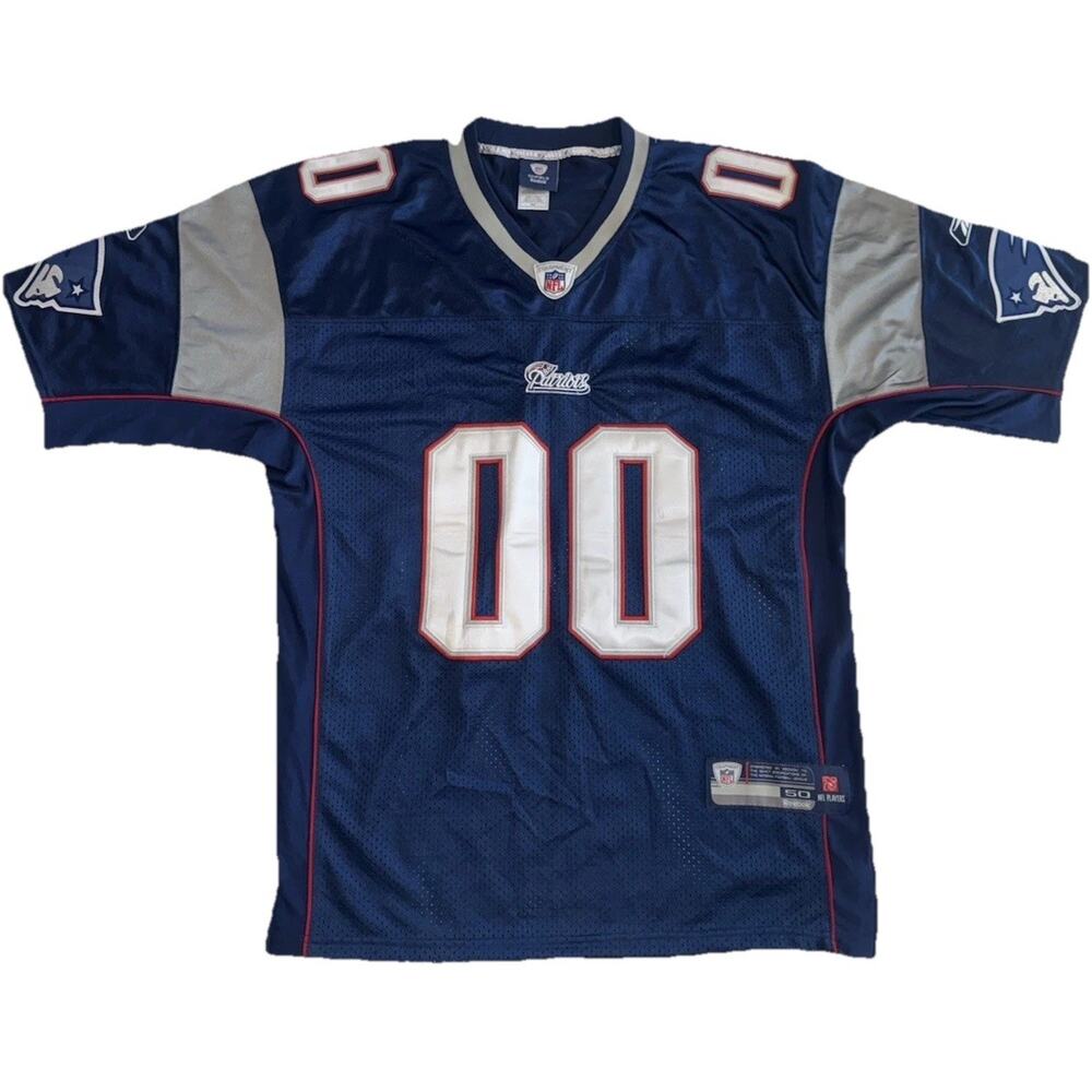 New England Patriots #00 Reebok NFL Equipment Jersey Blue Size 50 Sewn XL